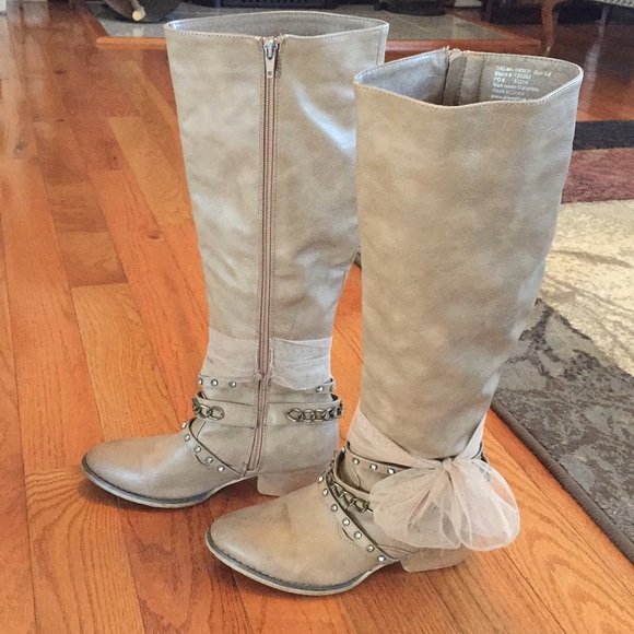 ladies tan knee boots